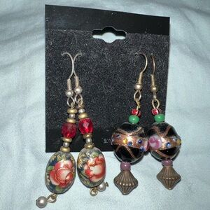 Vintage Beaded Dangle Earrings Set